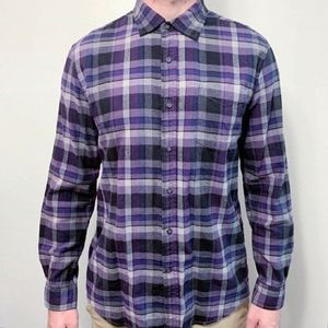Club Room Slim Fit Purple Plaid Flannel Shirt
